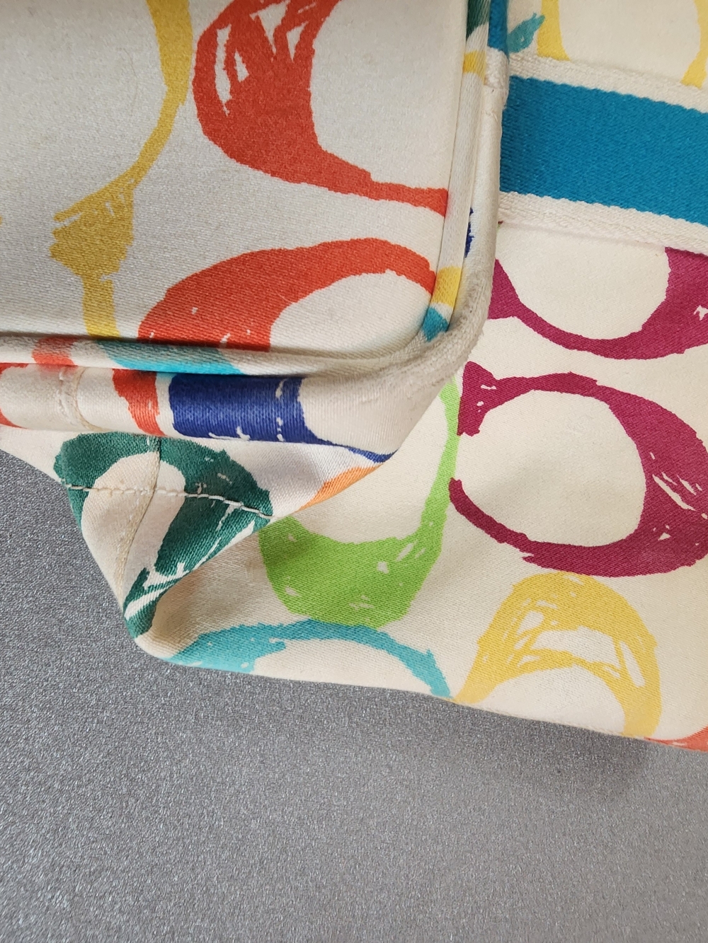 Coach Multicolor Canvas Tote with Turquoise Trim - Picture 8 of 11